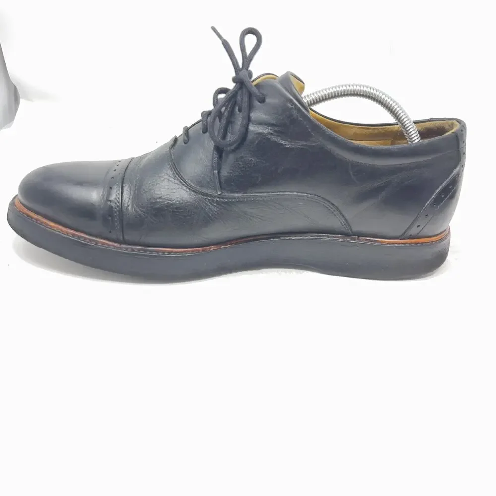 Samuel Hubbard Mens Market Cap Toe Black Leather Oxford Dress Shoes 11 US 45 EUR